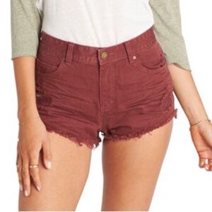 Billabong frayed distressed Jean cutoff shorts in rust. Size 24